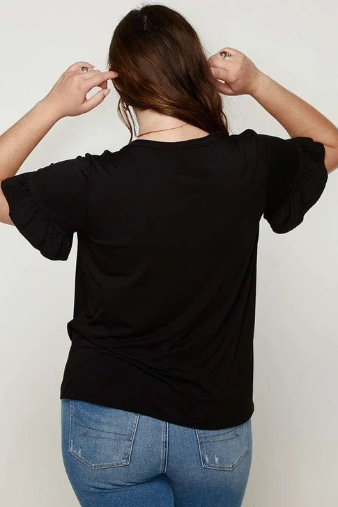 Plus size Bamboo Ruffle Sleeve Top