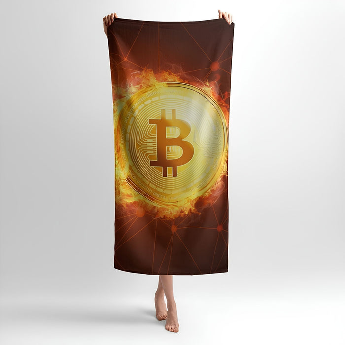 Popular Bitcoin Print - Soft Cotton Terry Bath & Beach Towel