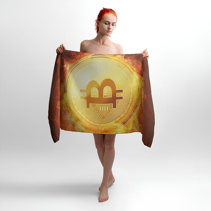 Popular Bitcoin Print - Soft Cotton Terry Bath & Beach Towel