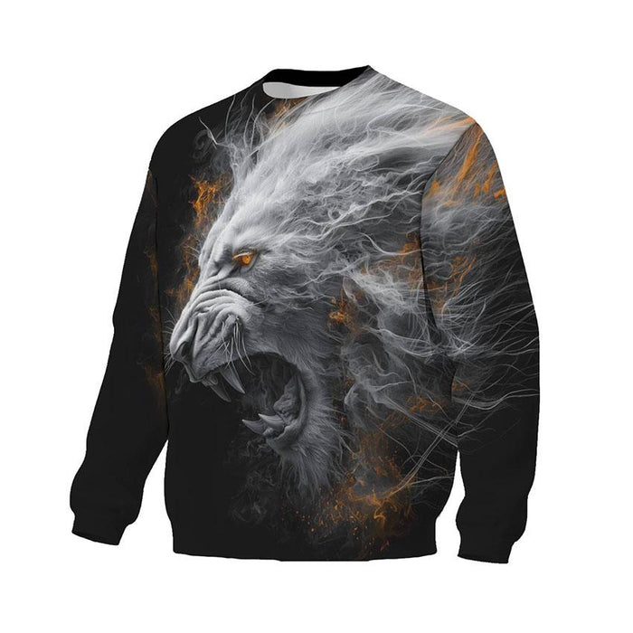 Powerful Lion Print Sweatshirt - Unisex Fleece Crewneck