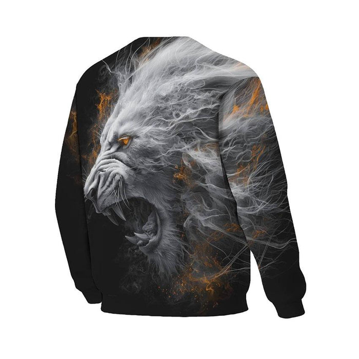 Powerful Lion Print Sweatshirt - Unisex Fleece Crewneck