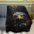 Proud Eagle Portrait Print Plush Fleece Throw Blanket