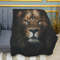 Proud Lion Portrait Print Plush Fleece Throw Blanket
