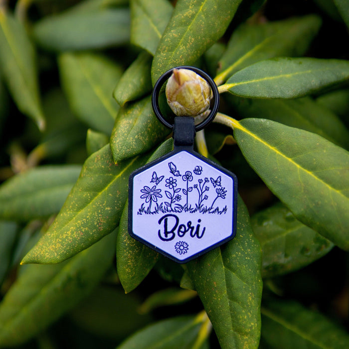 QR Code Periwinkle Silicone ID Tag