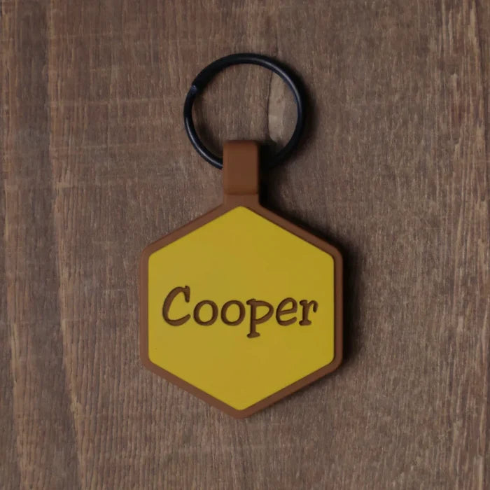 QR Code Yellow and Brown Silicone ID Tag