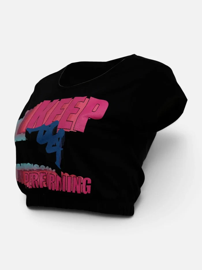 Remera Mujer Kappa Authentic Graphik Gasoline Ar Negro