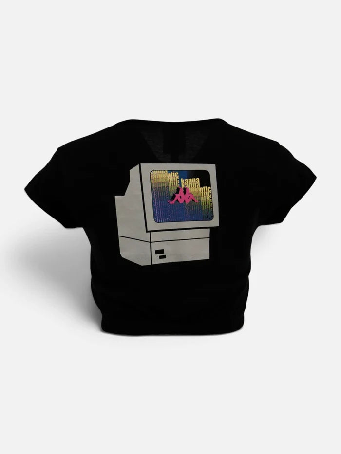 Remera Mujer Kappa Authentic Graphik Gasoline Ar Negro