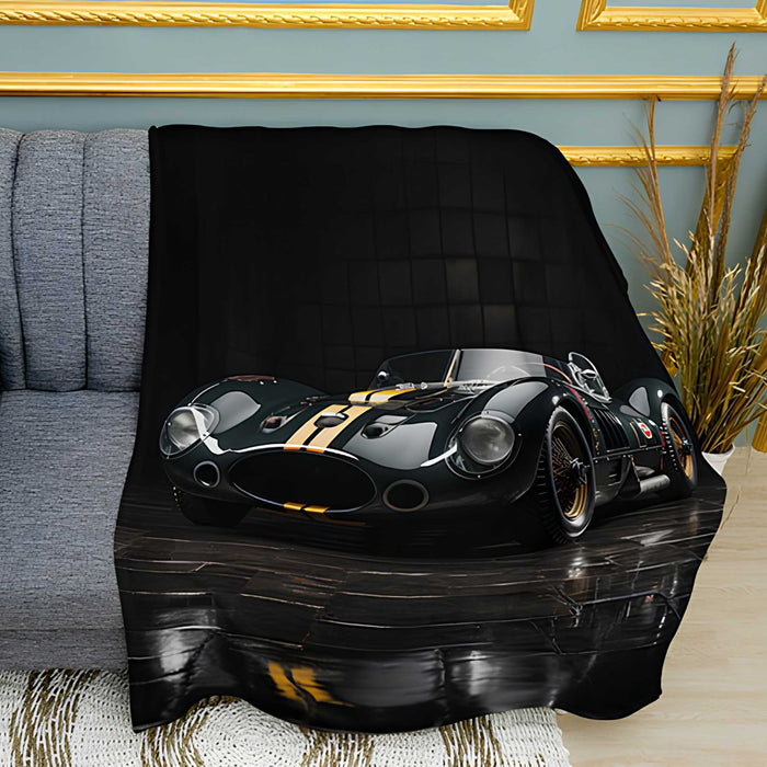 Retro Concept Car Emerald Plush Fleece Throw Blanket