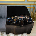 Retro Concept Car Royal Blue Plush Fleece Throw Blanket