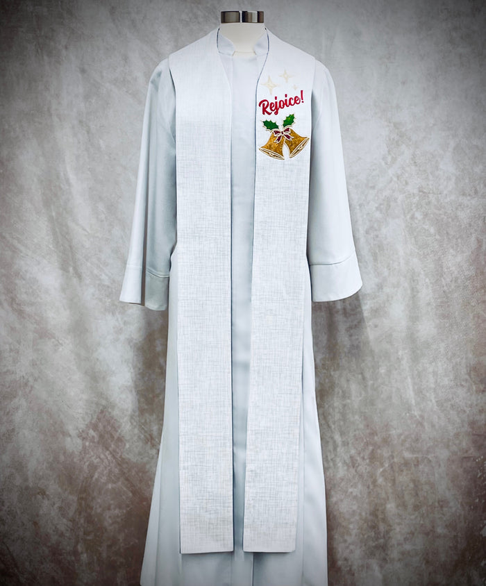 "Ring and Rejoice" Pastor Stole - White with Bells