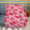 Romantic Hearts Pattern Print Plush Fleece Throw Blanket
