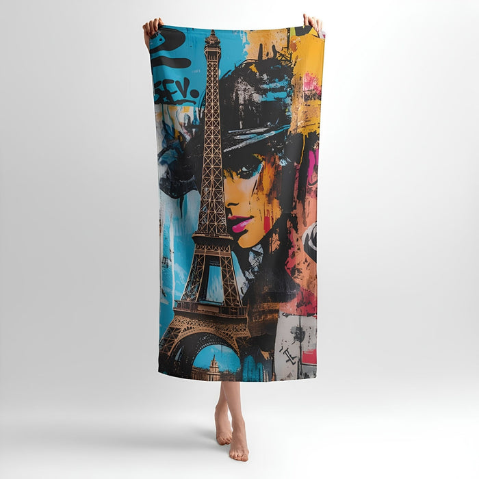 Romantic Paris Print - Soft Cotton Terry Bath & Beach Towel