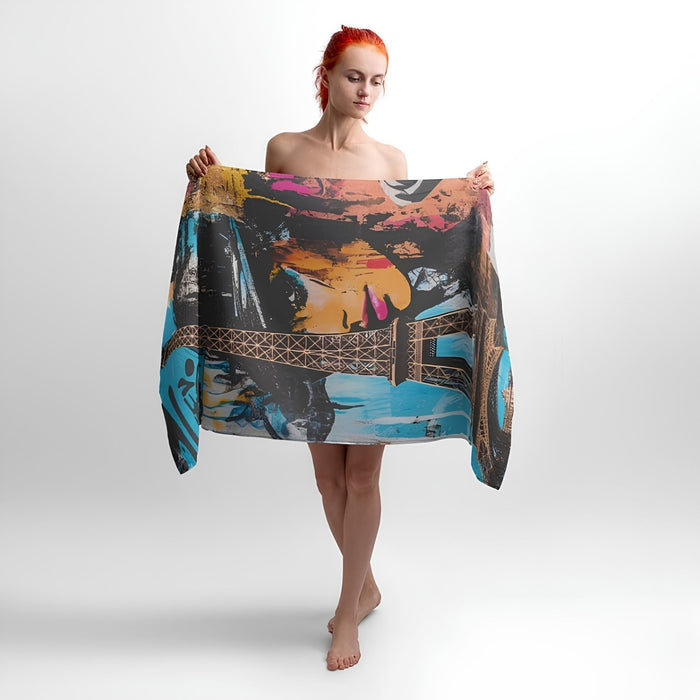 Romantic Paris Print - Soft Cotton Terry Bath & Beach Towel