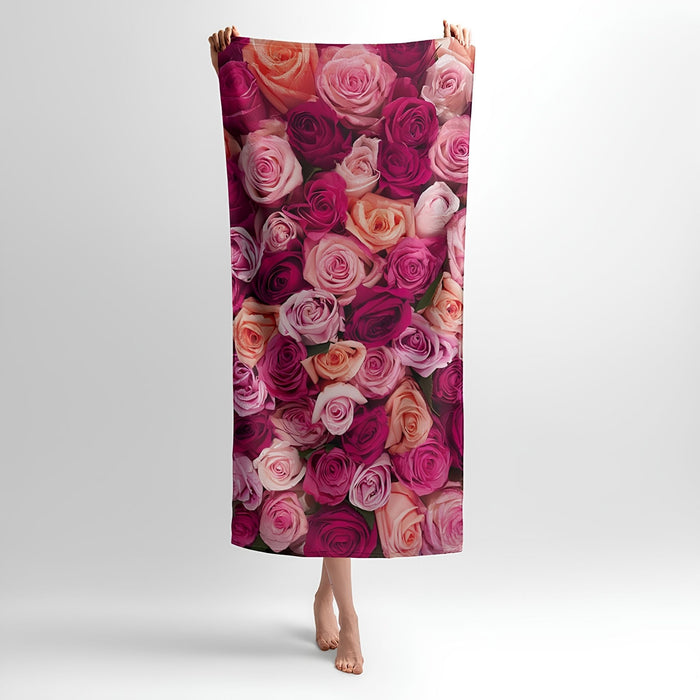 Romantic Roses Print - Soft Cotton Terry Bath & Beach Towel