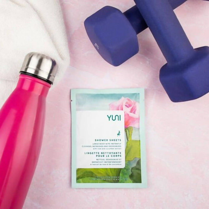 ROSE CUCUMBER SHOWER SHEETS Large 12 x 10 natural biodegradable Body Wipes - Box of 12