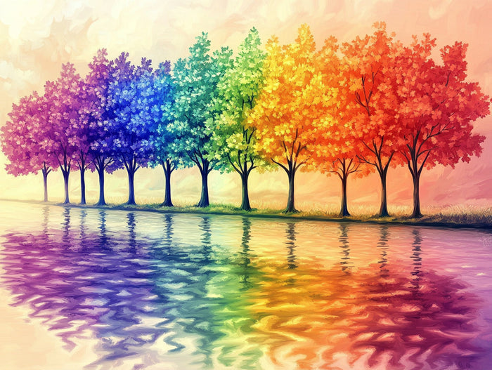 Row Of Rainbow Trees