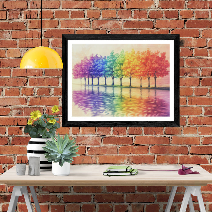Row Of Rainbow Trees