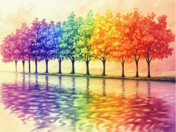Row Of Rainbow Trees
