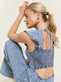 Ruffled Denim Jumpsuit