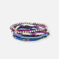 Sage Mixed Stripe Beaded 10 Strand Stretch Bracelet Set Blue + Lavender
