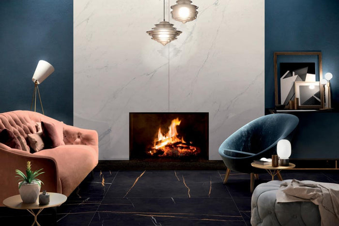 Sahara Noir Polished 24x48 Marble Look Porcelain Tile