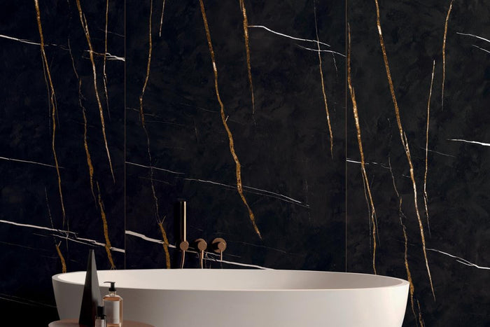 Sahara Noir Polished 24x48 Marble Look Porcelain Tile