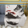 Sailing Boat Nautical Art Plush Fleece Throw Blanket