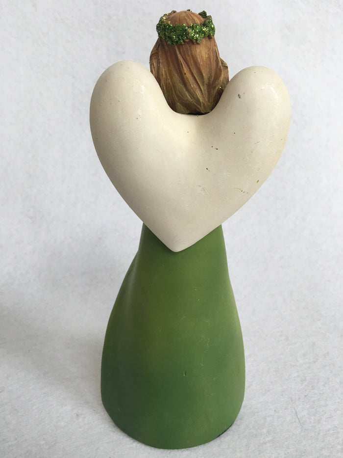 Saint Patrick’s Day Angel Holding Shamrock Figure