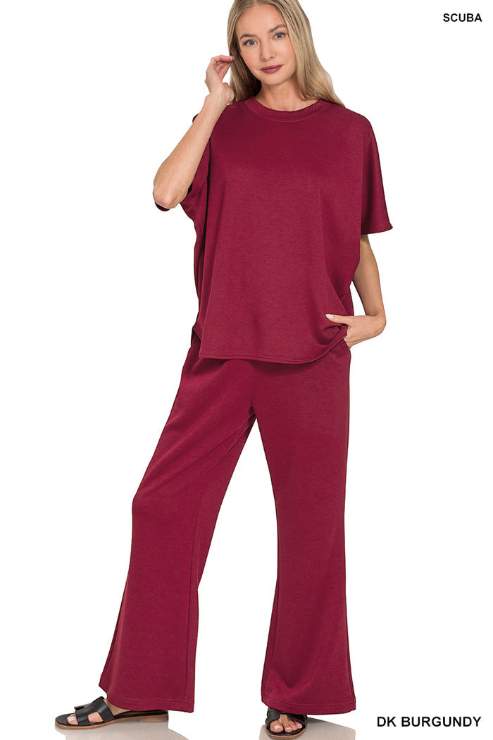Scuba Curved Hem Pants Set