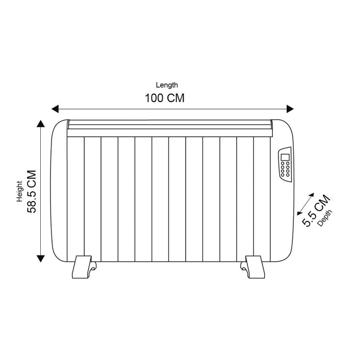 Smart Electric Radiator Heater 2000W WiFi App Control White Wall Mounted or Freestanding
