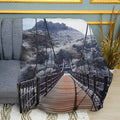 Snow Mountain Big Bridge Print Plush Fleece Throw Blanket
