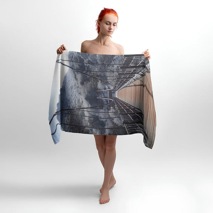 Snow Mountain 3D Print - Soft Cotton Terry Bath & Beach Towel