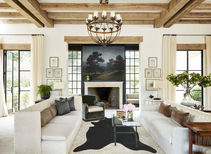 Solid Black Cowhide Rug #B10316