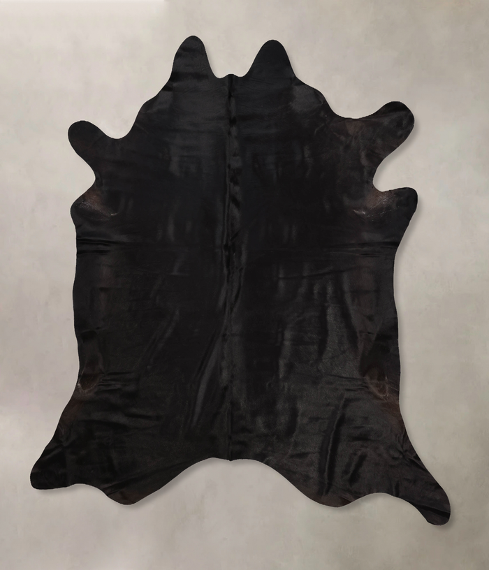 Solid Black Cowhide Rug #B10299