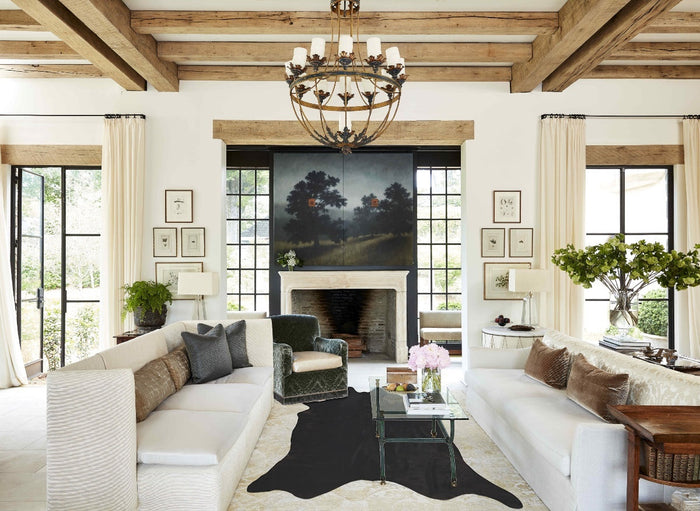 Solid Black Cowhide Rug #B10299