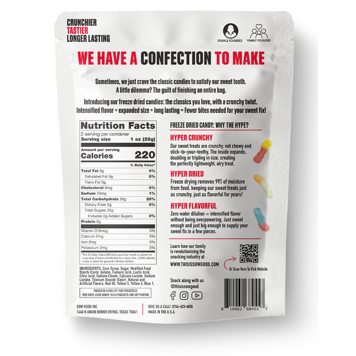 Sow Good Candy, Freeze Dried Gummy Worms - 1.5 oz.