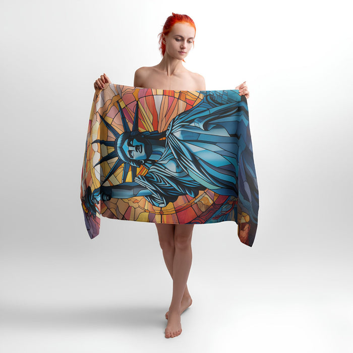Statue of Liberty Mosaic Print Soft Cotton Terry Bath & Beach Towel