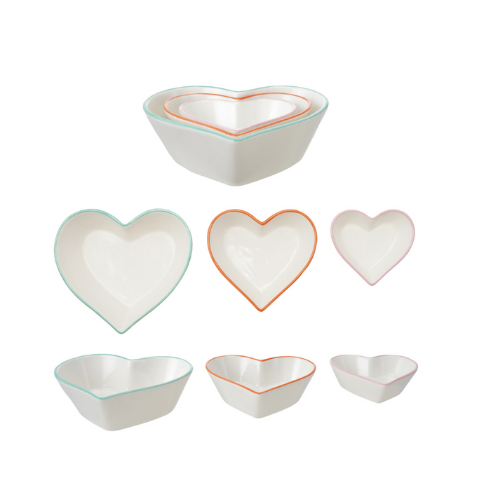 Stoneware Heart Shaped Nesting Bowls