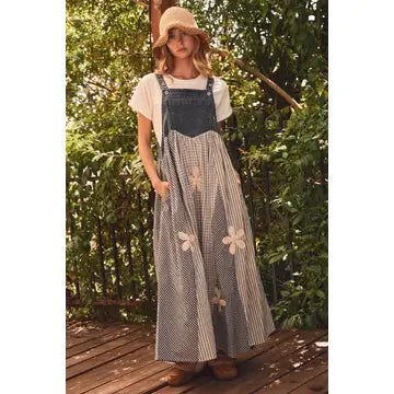 Stripe Patchwork Overall Dress
