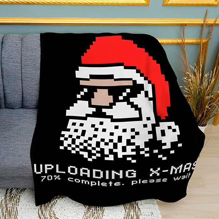 Stylish Santa Claus Print Plush Fleece Throw Blanket