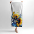 Sunflowers Watercolor Print - Soft Cotton Terry Bath & Beach Towel