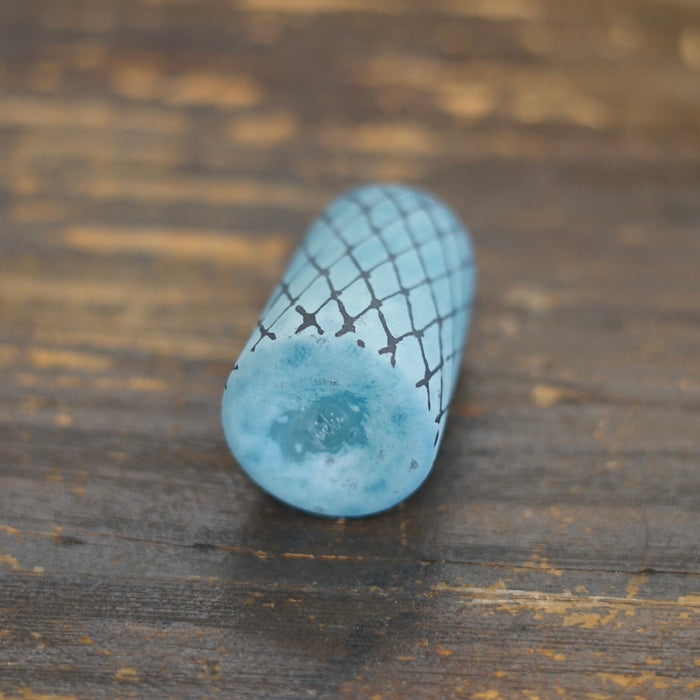 Tall Frosted Blue Brown Mesh Bud Vase #YY15B