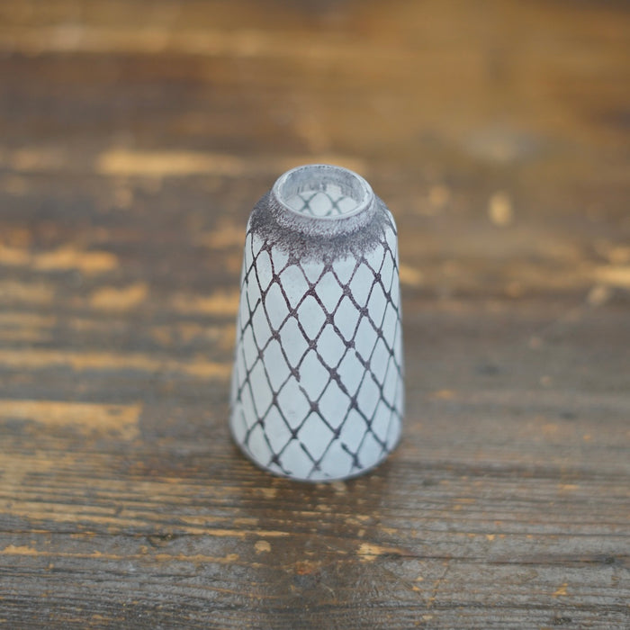Tall Frosted White Brown Mesh Bud Vase #YY16B