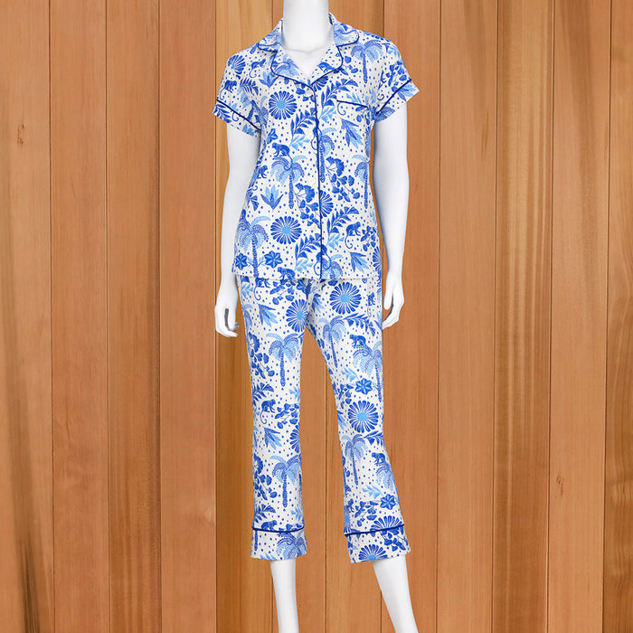 The Cat's Pajamas Women's Pima Knit Capri Pajama Set, Palmera