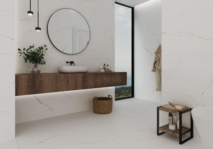 White bathroom from porcelain Spanish tiles