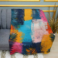 Tropical Fern Botanical Print Plush Fleece Throw Blanket