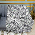 US Dollar Bill Money Print Plush Fleece Throw Blanket