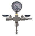 Valve Manifold - Cross with Hose Barb and Vacuum Gauge