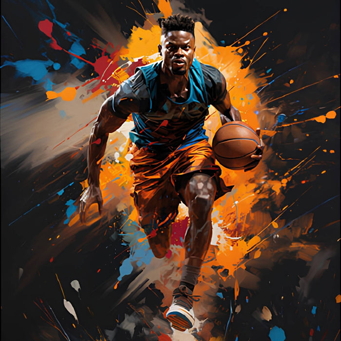Vibrant Basketball Player Art Print Plush Fleece Throw Blanket