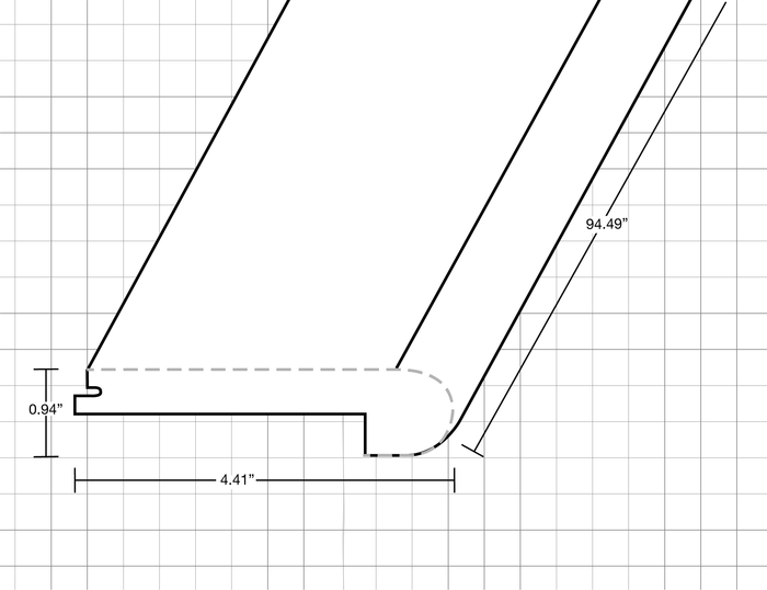 Vinyl Moldings - Manifesto Collection - Argent Dove in Flush Stair Nose